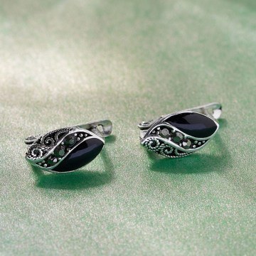 Σκουλαρίκια Ασημένια 132SDE1587 Silver-Black Heliophilia Silver