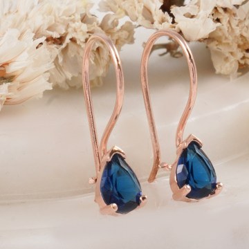 Silver Earring 132SDE1631 Dark Blue-Rose Gold Heliophilia Silver