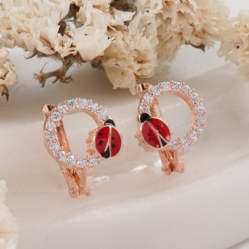 Silver Earring 132SDE2773 Rose Gold-Red Heliophilia Silver
