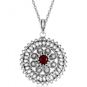 Silver Necklace 132SDE6081 45cm Red Heliophilia Silver