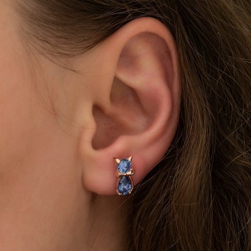 Σκουλαρίκια Ασημένια 155VRN1907 Rose Gold-Blue Heliophilia Silver