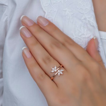 Silver Ring 155VRN2307 Rose Gold Heliophilia Silver