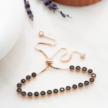 Silver Bracelet 155VRN4117 17+3cm Rose Gold-Black Heliophilia Silver