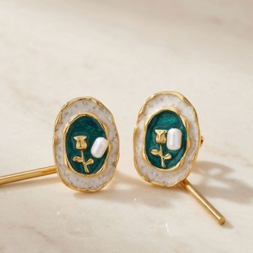 Earring 339KRL1373 Petrol Green Heliophilia Silver