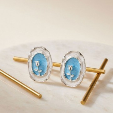 Σκουλαρίκια 339KRL1370 Turquoise Heliophilia Silver