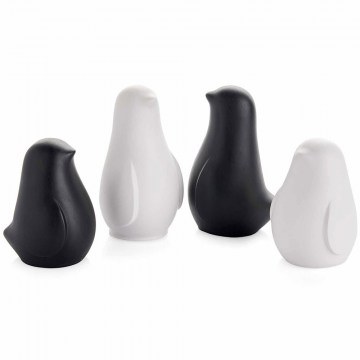 Decorative Birds Birdeda (Set 4Pcs) 689NFL1121 6x6x10/6x6x8cm Black-White Aberto Design
