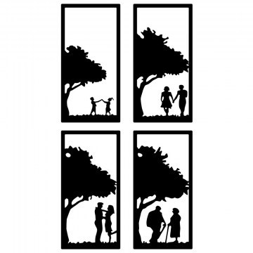 Διακοσμητικό Τοίχου Tiamo (Σετ 4Τμχ) 279ENZ3213 31,5x62,5cm Black Wallity