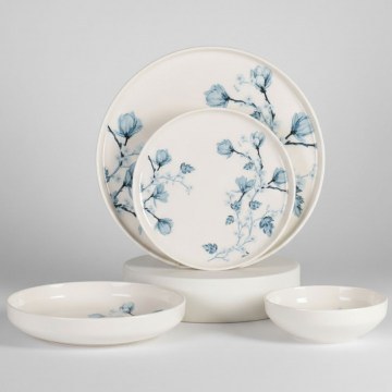 Dinner Plates (Set 24Pcs) 208PEK1142 White-Blue Hermia
