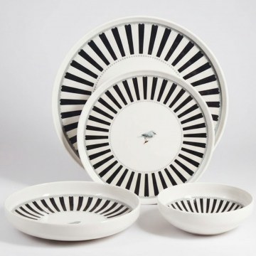Dinner Plates (Set 24Pcs) 208PEK1156 White-Black Hermia