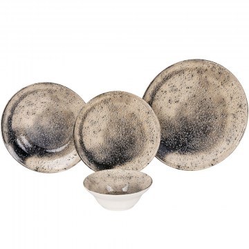 Dinner Plates Sesame (Set 24Pcs) 284PST1118 Brown-Black Hermia