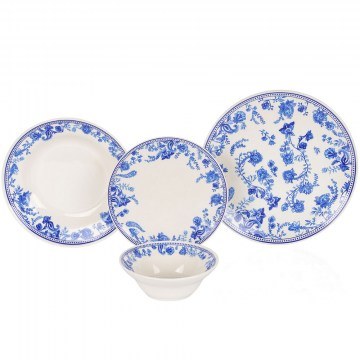 Dinner Plates Hidden (Set 24Pcs) 284PST1121 White-Blue Hermia
