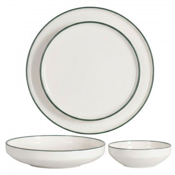 Dinner Plates (Set 24Pcs) 208PEK1147 White-Green Hermia