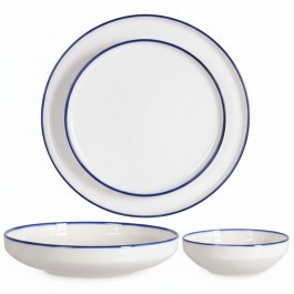 Dinner Plates (Set 24Pcs) 208PEK1148 White-Dark Blue Hermia WHITE-BLUE