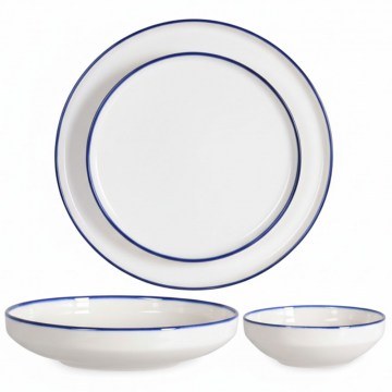 Dinner Plates (Set 24Pcs) 208PEK1148 White-Dark Blue Hermia