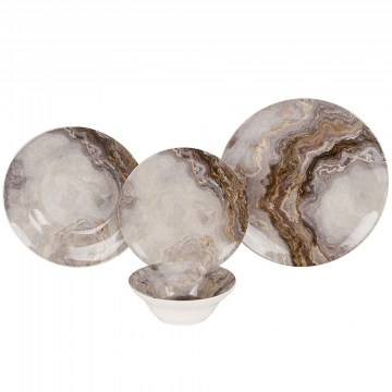 Dinner Plates Diva (Set 24Pcs) 284PST1129 Marble Effect Beige Hermia