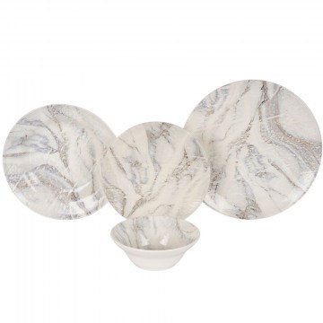 Dinner Plates Berry (Set 24Pcs) 284PST1119 Marble Effect White Hermia