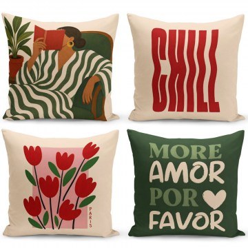 Decorative Pillowcases Dsypopart (Set 4Pcs) 302NUV2302 Multi Aberto Design