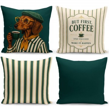 Decorative Pillowcases Dsypopart (Set 4Pcs) 302NUV2313 Multi-Green Aberto Design