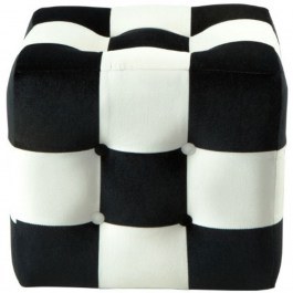 Stool Patchwork 606RYL1102 42x42x42cm Black-White BLACK-WHITE