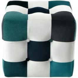Stool Patchwork 606RYL1103 42x42x42cm White-Dark Blue WHITE-BLUE