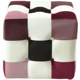 Stool Patchwork 606RYL1104 42x42x42cm Multi-Red MULTI-RED