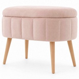 Stool With Storage Space Mini Oslo 251BLS1166 60x35x46cm Pink PINK