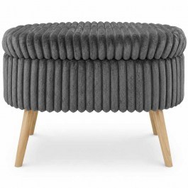 Stool With Storage Space Mini Oslo Linen 251BLS1172 60x35x46cm Toscano Anthracite ANTHRACITE