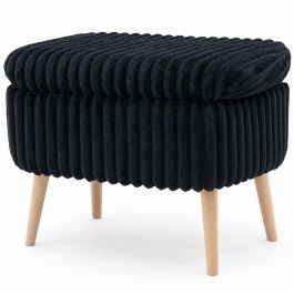 Stool With Storage Space Mini Oslo Linen 251BLS1175 60x35x46cm Toscano Black BLACK