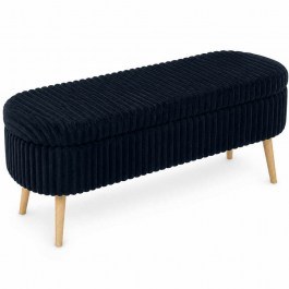Stool With Storage Space Oslo Linen 251BLS1189 90x35x46cm Toscano Black BLACK
