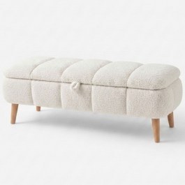 Stool With Storage Space Sara 301SNG1179 90x35x45cm White WHITE