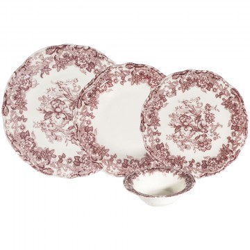 Dinner Plates Antigue Fulya (Set 24Pcs) 667PRS1150 White-Red Hermia