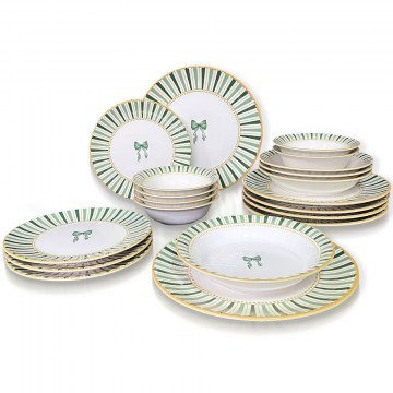 Dinner Plates Fiyonk (Set 24Pcs) 759NRE1135 Green-White Hermia