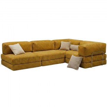 Καναπές - Κρεβάτι Γωνιακός Kanyon 118FVL1407 300x100cm Mustard