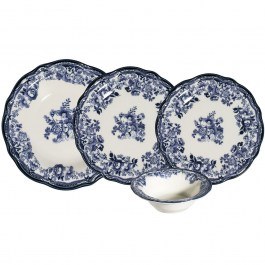 Dinner Plates Velour (Set 24Pcs) 667PRS1163 White-Navy Blue Hermia WHITE-BLUE