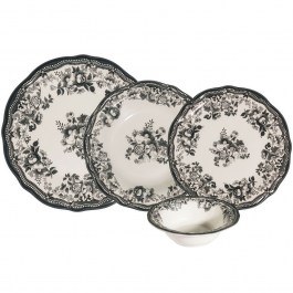 Σερβίτσιο Πιάτα Φαγητού Velour (Σετ 24Τμχ) 667PRS1164 White-Anthracite Hermia WHITE-ANTHRACITE