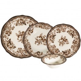 Σερβίτσιο Πιάτα Φαγητού Velour (Σετ 24Τμχ) 667PRS1165 White-Brown Hermia WHITE-BROWN