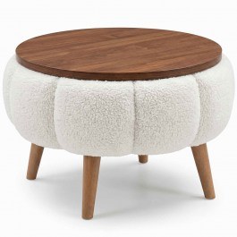 Side Table Papatya 251BLS1221 D45x44cm Walnut-White WHITE