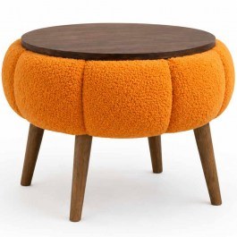 Side Table Papatya 251BLS1227 D45x44cm Walnut-Orange ORANGE