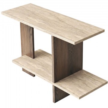 Τραπεζάκι Βοηθητικό Essenziale 552NOS1830 80x30x55cm Travertine Beige-Walnut