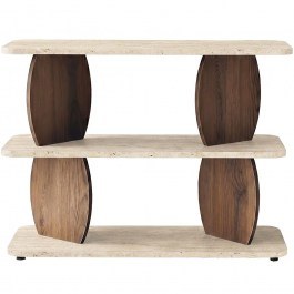 Side Table Armonia 552NOS1829 90x30x70cm Travertine Beige-Walnut BEIGE-WALNUT