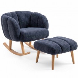 Rocking Armchair With Footstool Lotus (Set 2Pcs) 251BLS1154 70x42x94/45x45x45cm Anthracite ANTHRACITE
