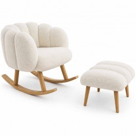 Rocking Armchair With Footstool Lotus (Set 2Pcs) 251BLS1156 70x42x94/45x45x45cm White WHITE