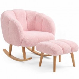 Rocking Armchair With Footstool Lotus (Set 2Pcs) 251BLS1157 70x42x94/45x45x45cm Pink PINK
