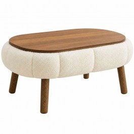 Τραπέζι Σαλονιού Papatya 251BLS1200 98x68x45cm White-Walnut WALNUT-WHITE