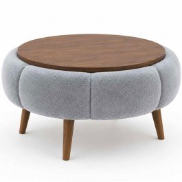 Τραπέζι Σαλονιού Papatya 251BLS1219 Φ60x44cm Grey-Walnut WALNUT-GREY