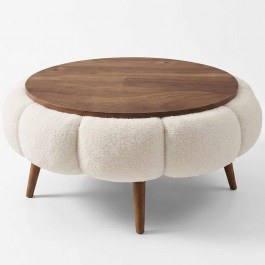 Τραπέζι Σαλονιού Papatya 251BLS1222 Φ60x44cm White-Walnut WALNUT-WHITE