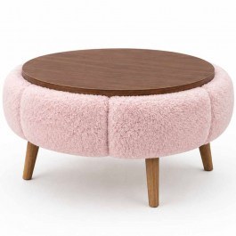 Τραπέζι Σαλονιού Papatya 251BLS1226 Φ60x44cm Pink-Walnut WALNUT-PINK