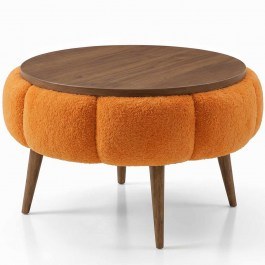 Τραπέζι Σαλονιού Papatya 251BLS1228 Φ60x44cm Orange-Walnut WALNUT-ORANGE