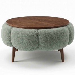 Τραπέζι Σαλονιού Papatya 251BLS1230 Φ60x44cm Green-Walnut WALNUT-GREEN