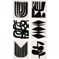 Canvas Painting Art (Set 6Pcs) 651MRT2266 20x30cm Black-White Wallity